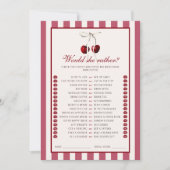 さくらんぼストライプのブライダルシャワーの方がカード 招待状 (正面)