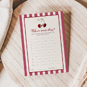 さくらんぼストライプのブライダルシャワーは彼らがカードを持っていた 招待状