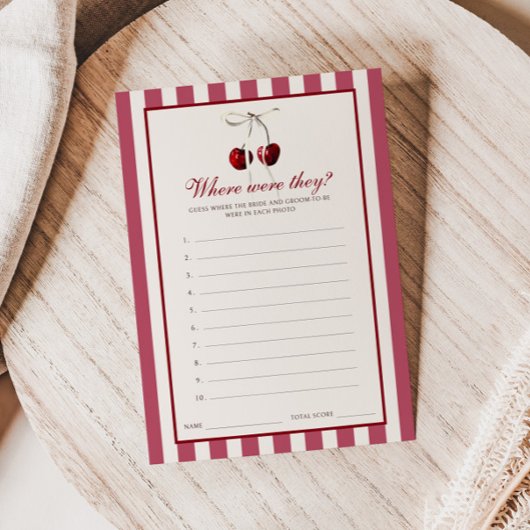 さくらんぼストライプのブライダルシャワーは彼らがカードを持っていた 招待状