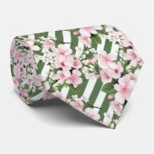 さくらんぼストライプのブロッサムフローラgroomsmen ネクタイ (ロール)