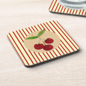 さくらんぼストライプコルクコースター コースター (左側)
