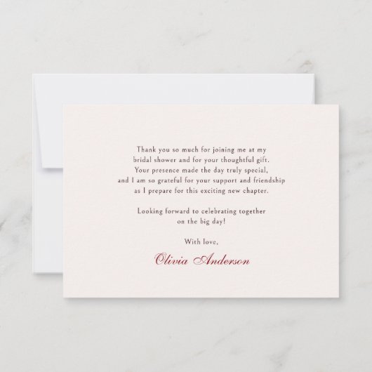 さくらんぼストライプブライダルシャワー サンキューカード (裏面)