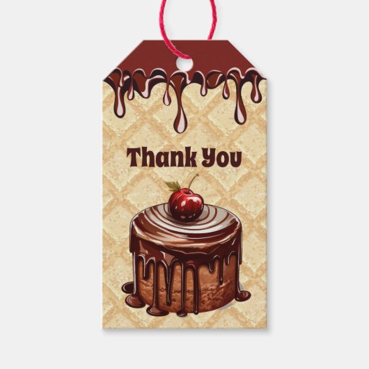 さくらんぼチョコレートケーキ誕生日パーティーありがとう ギフトタグ (正面)