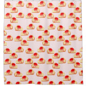 さくらんぼチーズケーキデザート シャワーカーテン (正面)