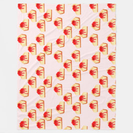 さくらんぼチーズケーキデザート フリースブランケット