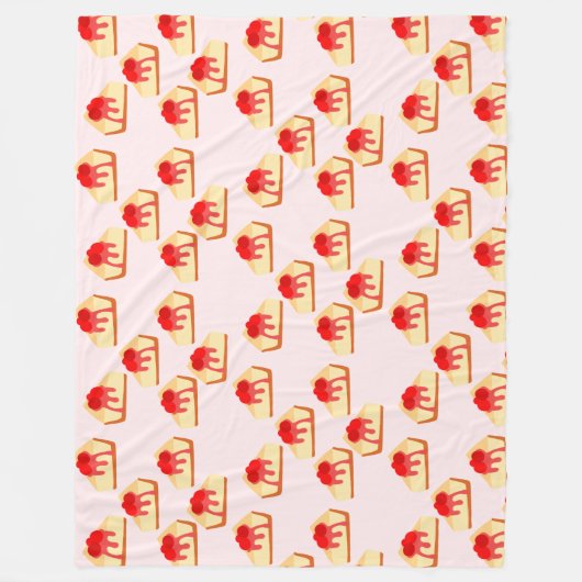 さくらんぼチーズケーキデザート フリースブランケット (正面)