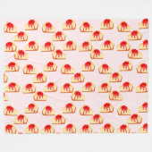 さくらんぼチーズケーキデザート フリースブランケット (正面(横))