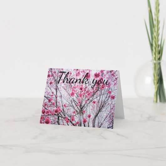 さくらんぼツリーの枝と開花、ありがとう サンキューカード (正面)