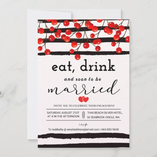 さくらんぼツリーセレナーデインクイジングネイチャー美しい 招待状 (正面)