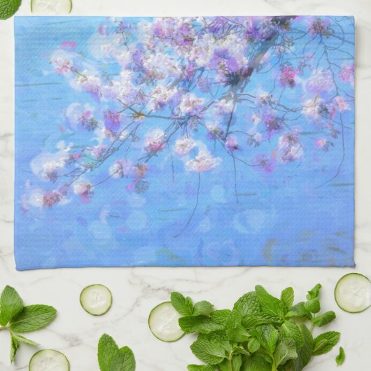 さくらんぼツリー写真絵を描のキッチンタオル キッチンタオル (折り畳み)