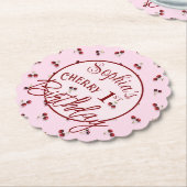 さくらんぼテーマファースト誕生日紙コースター ペーパーコースター (アングル)