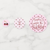 さくらんぼテーマ最初の誕生日テーブル紙吹雪 コンフェッティ (裏面)