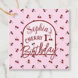 さくらんぼテーマ最初の誕生日メッセージカード フェイバータグ