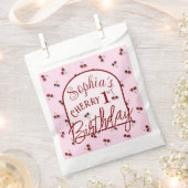 さくらんぼテーマ最初の誕生日優先バッグ フェイバーバッグ (クリップ留めされた状態)