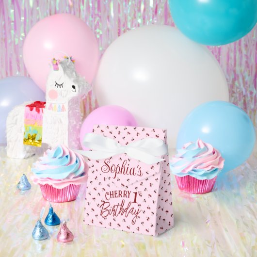 さくらんぼテーマ最初の誕生日優先ボックス フェイバーボックス (パーティー)