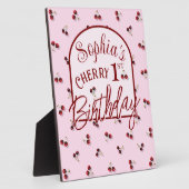 さくらんぼテーマ最初の誕生日卓上記号プラーク フォトプラーク (側面)