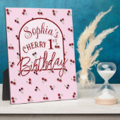 さくらんぼテーマ最初の誕生日卓上記号プラーク フォトプラーク (側面)