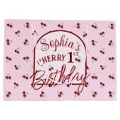 さくらんぼテーマ最初の誕生日大抱き枕 ラージペーパーバッグ (裏面)