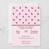 さくらんぼテーマ最初の誕生日招待状 招待状 (裏面)