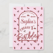 さくらんぼテーマ最初の誕生日招待状 招待状 (正面)