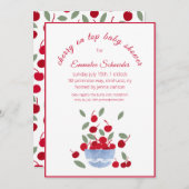 さくらんぼテーマ水彩赤ちゃんシャワー招待状 招待状 (正面/裏面)