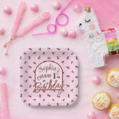 さくらんぼテーマ第1の誕生日紙プレート ペーパープレート (パーティー)