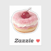 さくらんぼトッピングのピンクココナッツドーナツ シール (シート)