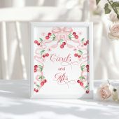 さくらんぼトップピンクのボウカードとギフト ポスター