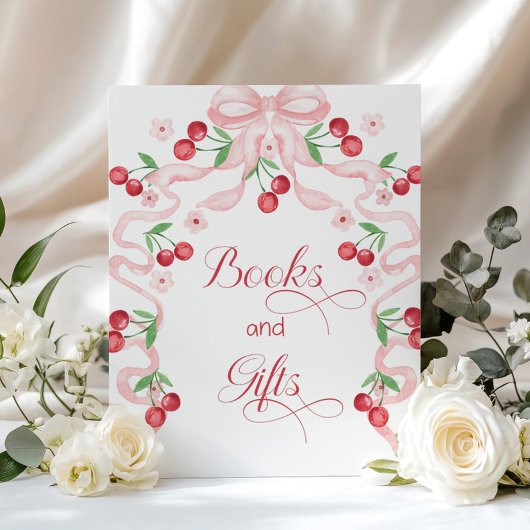 さくらんぼトップピンクのBow Booksとギフト ポスター