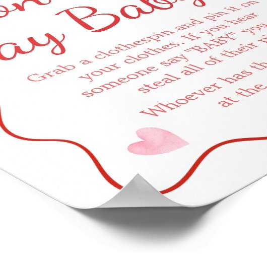 さくらんぼトップピンクボウ赤ちゃんシャワーベビーと言わない ポスター (角)