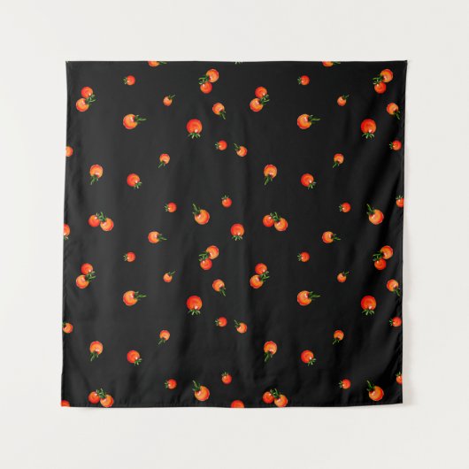 さくらんぼトマトイラストレーション。シームレスな水色 タペストリー (正面(横))