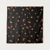 さくらんぼトマトイラストレーション。シームレスな水色 タペストリー (正面)