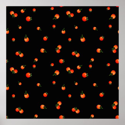 さくらんぼトマトイラストレーション。シームレスな水色 ポスター (正面)