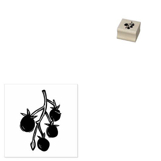 さくらんぼトマト植物ガーデニング素朴リノカット ラバースタンプ (押印)