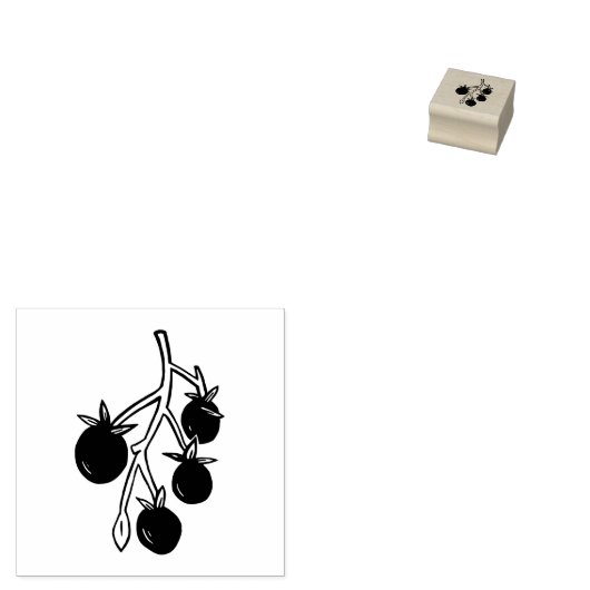 さくらんぼトマト植物園芸素朴リノカットRu ラバースタンプ (押印)