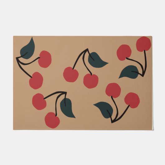 さくらんぼドアマット、かわいいフルーツ ドアマット (正面)