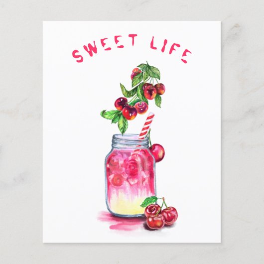 さくらんぼドリンククールサマーカクテルパーティーフライヤー チラシ (正面)