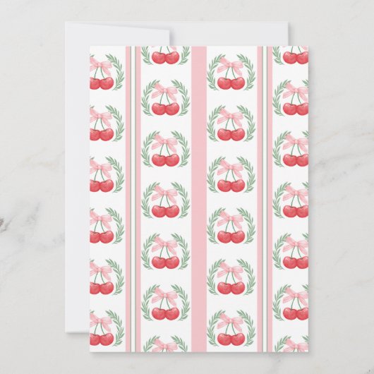 さくらんぼニースガールズクラブピンクボウ誕生日 招待状 (裏面)