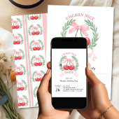 さくらんぼニースガールズクラブピンクボウ誕生日 招待状