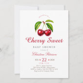 さくらんぼハートベビーシャワー 招待状 (正面)