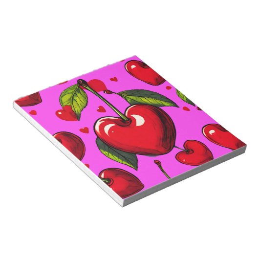 さくらんぼハート ノートパッド (アングル)