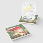 さくらんぼハーベスト、コテージガーデンロザリンデ ストーンコースター (横)