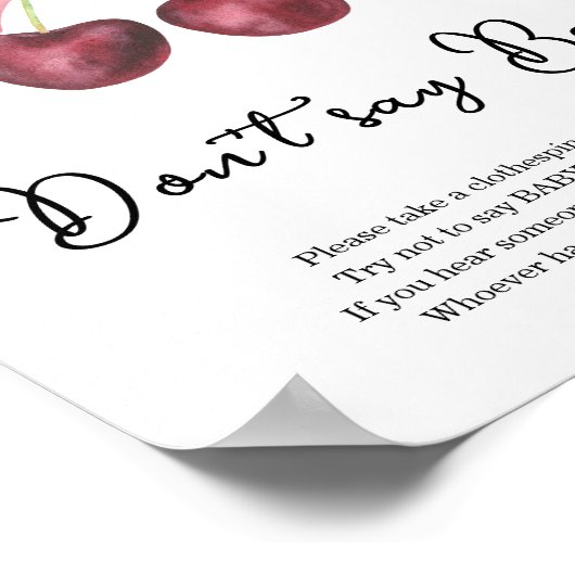 さくらんぼバウ赤ちゃんシャワー言わないベビー ポスター (角)