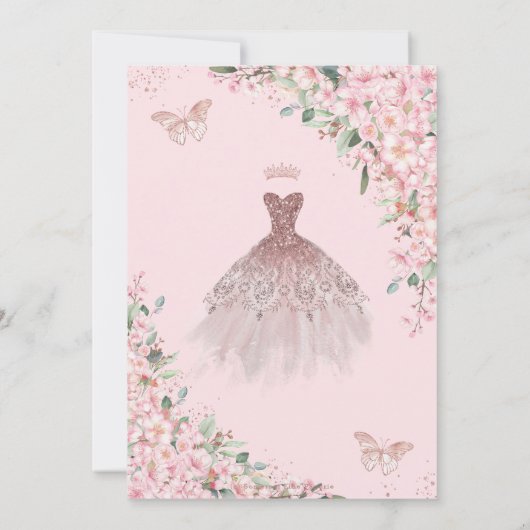 さくらんぼバラ金ゴールドドレスガウンキンセアニラ 招待状 (裏面)