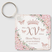 さくらんぼバラ金ゴールド蝶キンセアニェラ キーホルダー (正面)