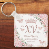 さくらんぼバラ金ゴールド蝶キンセアニェラ キーホルダー (正面)