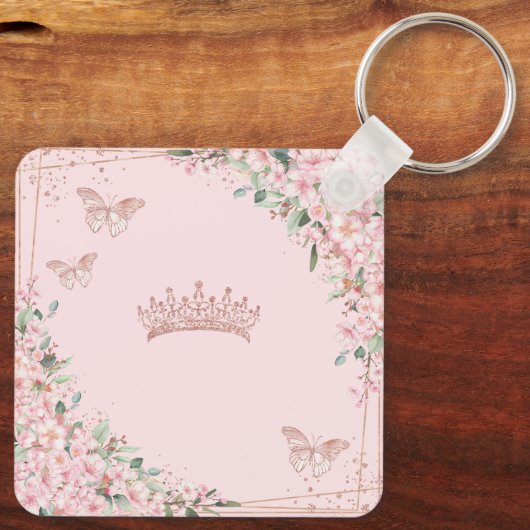 さくらんぼバラ金ゴールド蝶キンセアニェラ キーホルダー (裏面)