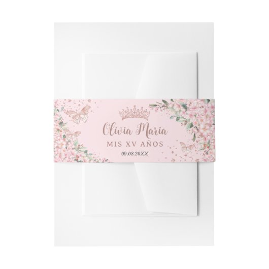 さくらんぼバラ金ゴールド蝶キンセアニェラ 招待状ベリーバンド (正面例)