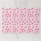 さくらんぼバースデーパーティーシャワーピンク紙ランチョンマット ペーパーパッド (正面)
