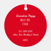 さくらんぼパイベーカーパーソナライズされた メタルオーナメント (裏面)